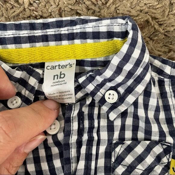 Carters NB long sleeve onesie button shirt - Picture 2 of 3